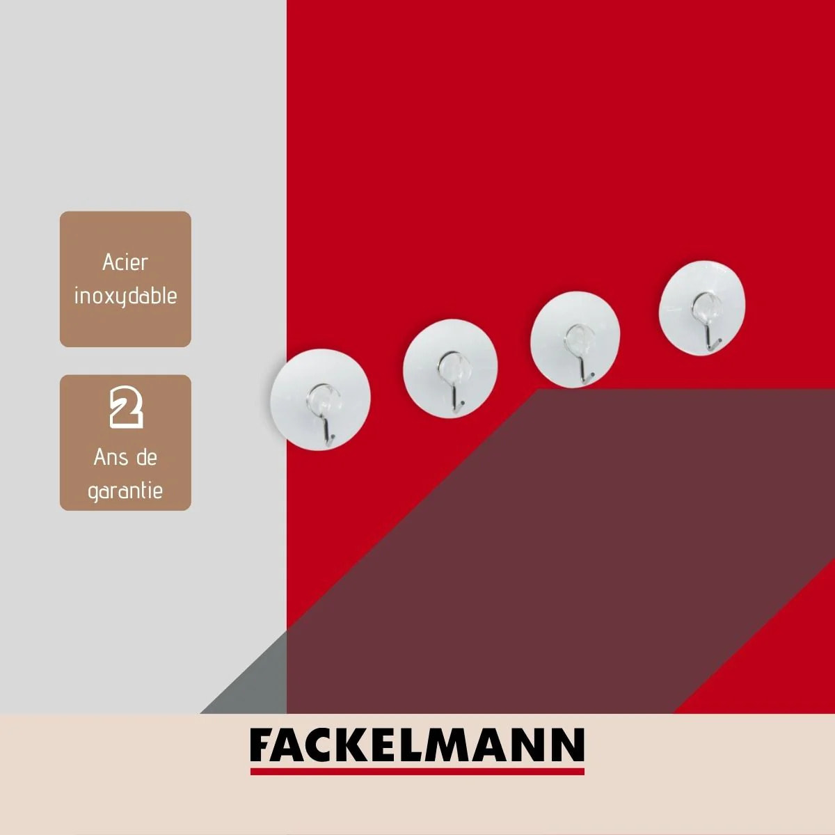 Ensemble de 8 crochets muraux à ventouse transparents Fackelmann Tecno