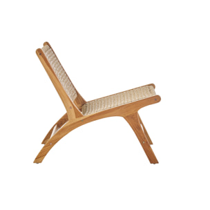 Fauteuil lounge en bois teck massif et corde tressée SUMBA