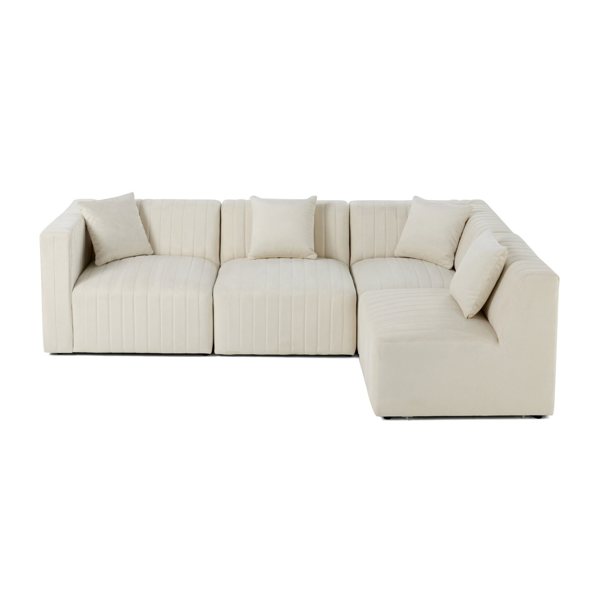 Nova - canapé modulable d'angle droit - 5 places - en velours - Beige