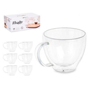 CONFEZIONE 6 TAZZINE CAFFÈ IN BOROSILICATO DOPPIA PARETE 140 ML