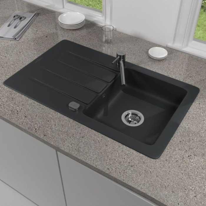 Evier 1 bac Architectura 50 Pure Black - Vidage automatique inclus