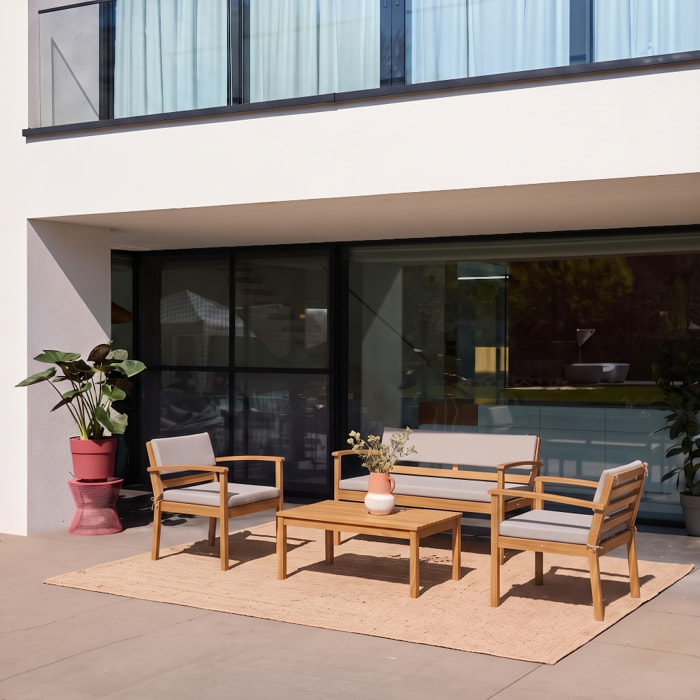 Salon de jardin bois d'acacia 4 places KOMODA