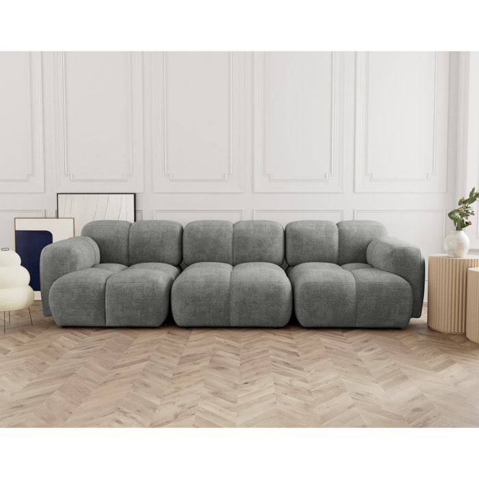 Grace - canapé modulable 3 places en velours texturé - Gris