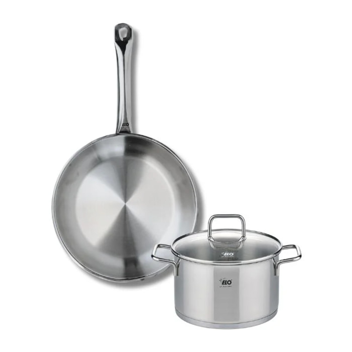 Ensemble de 1 Poêle de cuisson 24 cm et 1 faitout 16 cm Elo Profi Citrin
