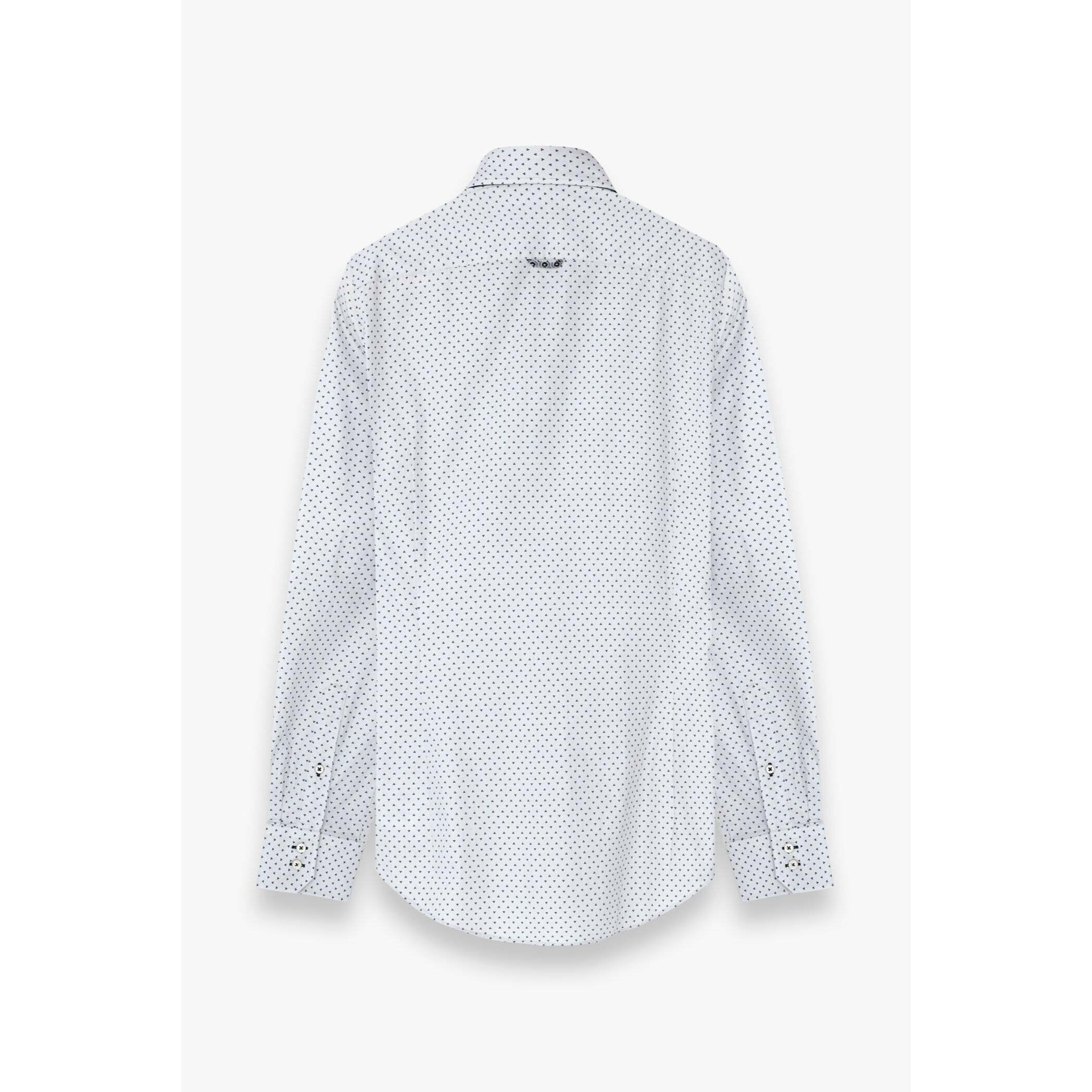 Camicia Uomo 2 Bottoni Button Down Slim Popeline Stampato Grigio/Nero