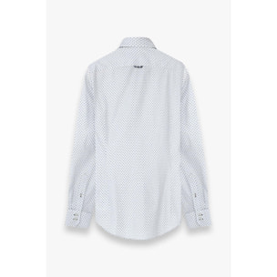 Camicia Uomo 2 Bottoni Button Down Slim Popeline Stampato Grigio/Nero