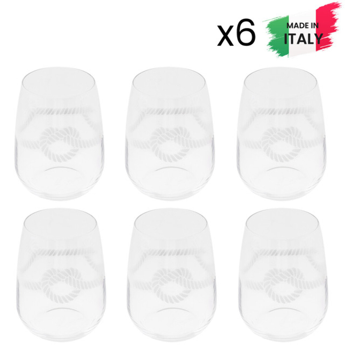 Set 6 bicchieri da acqua Nodi