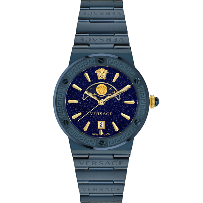 Versace Orologio Analogico Al Quarzo Greca Logo Moonphase