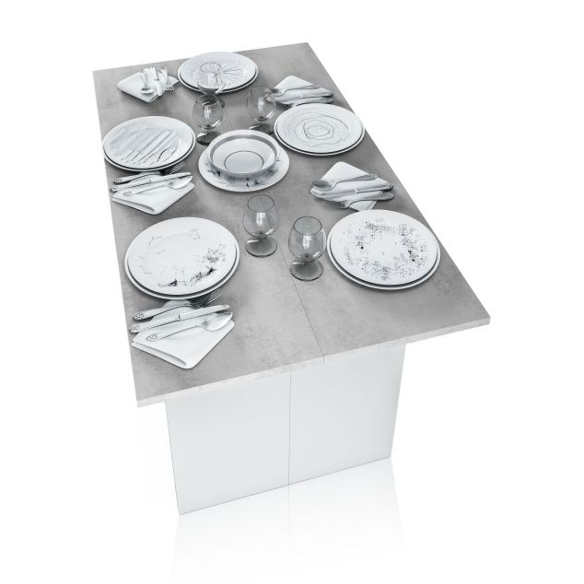 Mesa consola extensible Verti Blanco Artik (Blanco Mate) - Gris Cemento