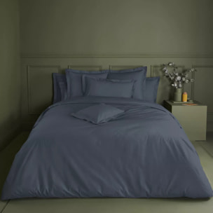 Drap plat percale de coton uni bleu La percale francaise bleu