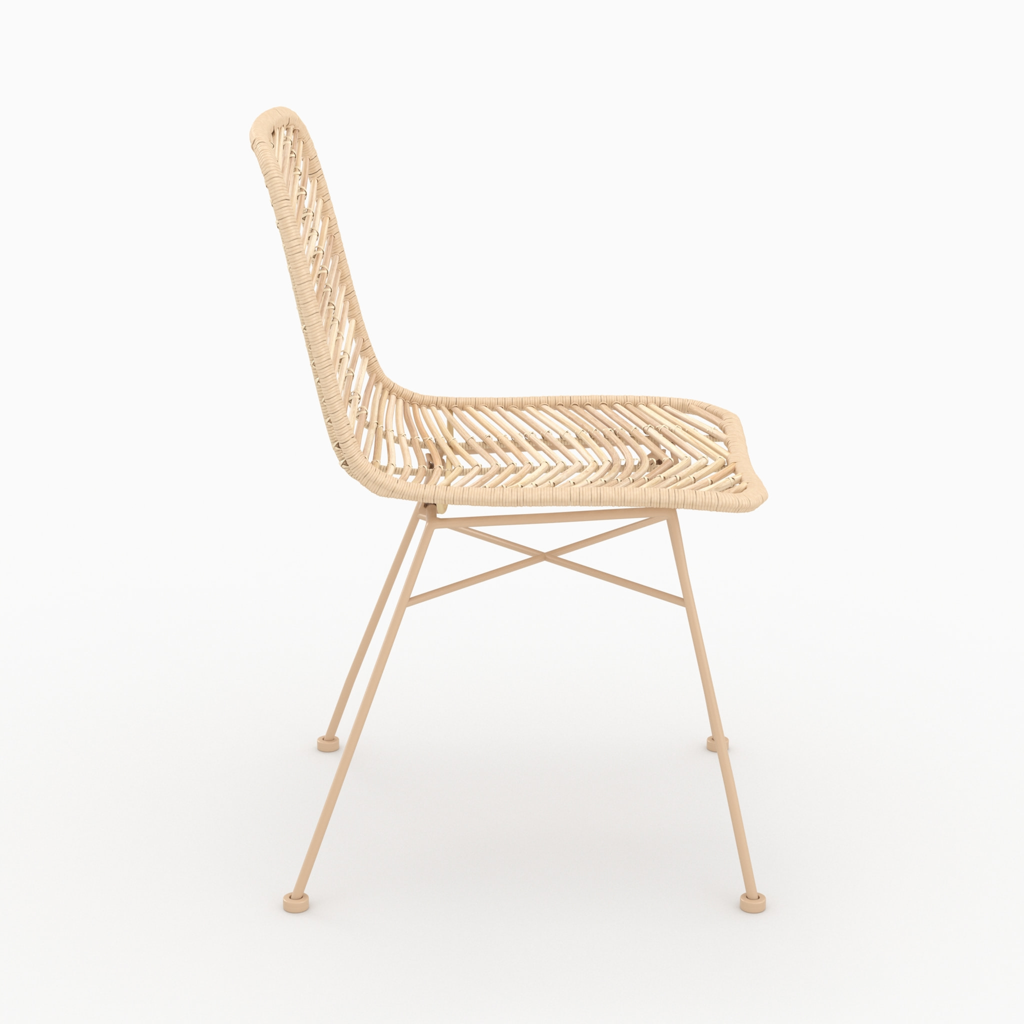 Lot de 2 chaises en rotin naturel et pieds beiges - Tamara