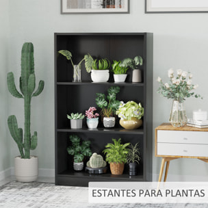 HOMCOM Estantería Librería con 3 Compartimentos de Almacenaje Libros CDs Plantas para Salón Estudio Dormitorio 62,2x24x102,4 cm Negro