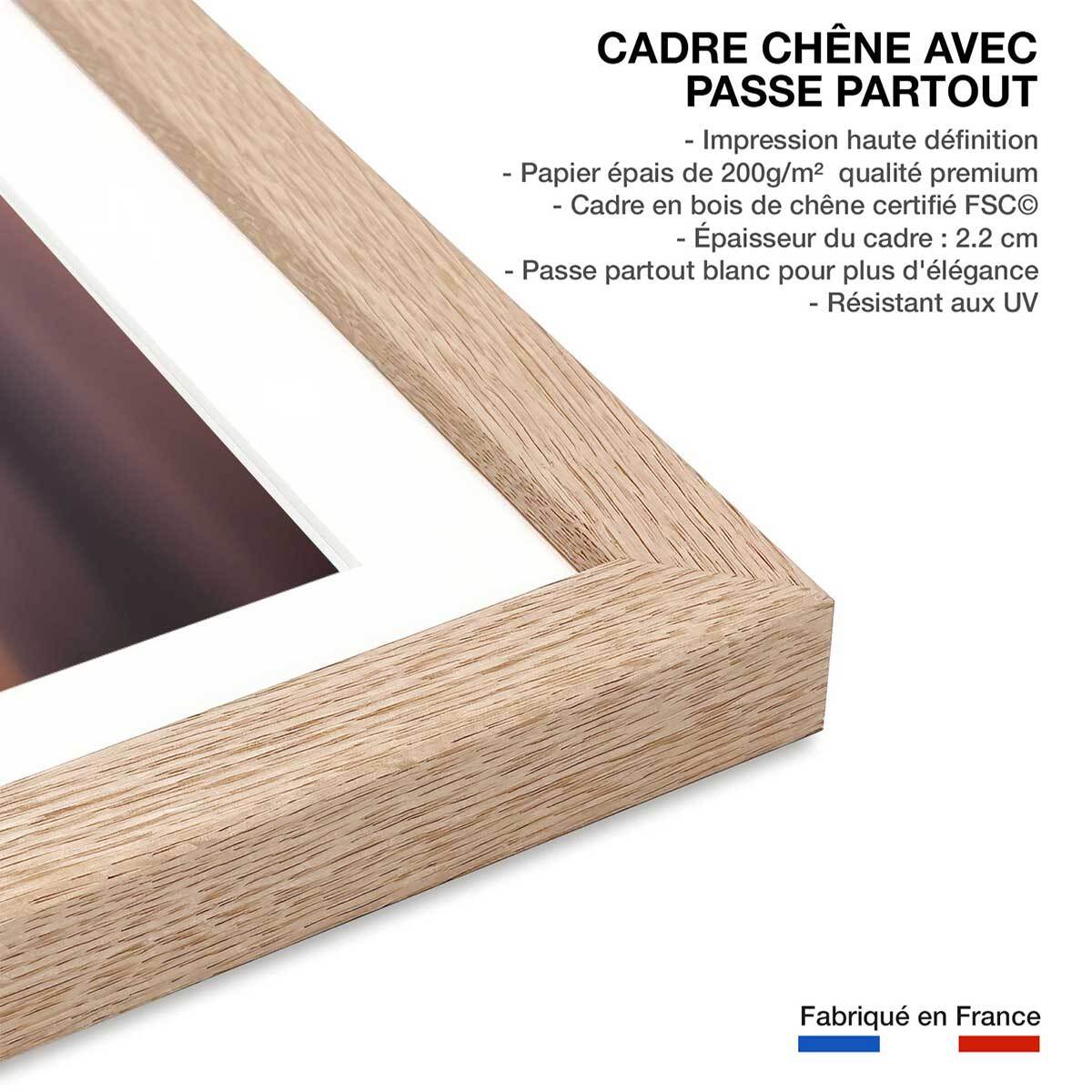 Poster ciel violet au matin Affiche + cadre en bois - Chêne
