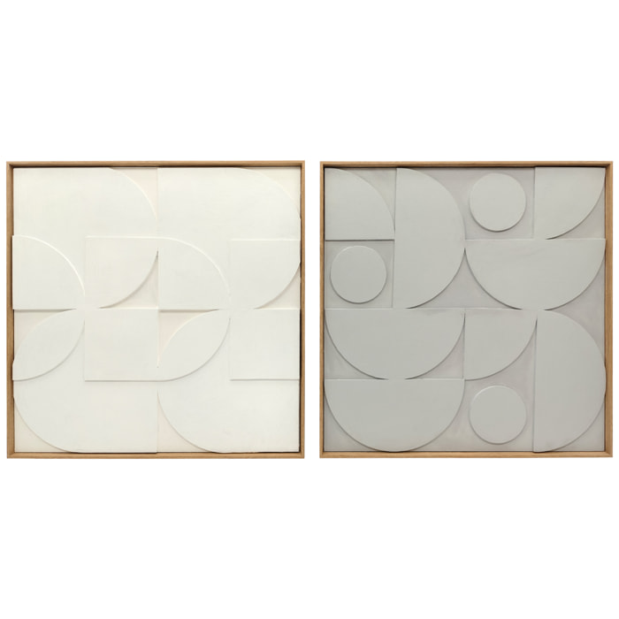 Decoración de Pared de Madera 3D, Juego de 2 Piezas, Adornos de Pared 80 cm con Patrones Geométricos Huecos, Decoración Moderna para Salón, Dormitorio, Pasillo, Blanco