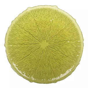 Lot de 6 Assiette de présentation verte 34cm - citron