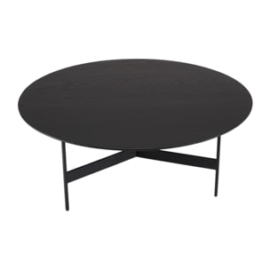 DALY - Table basse ronde noire 78x78cm piètement métal