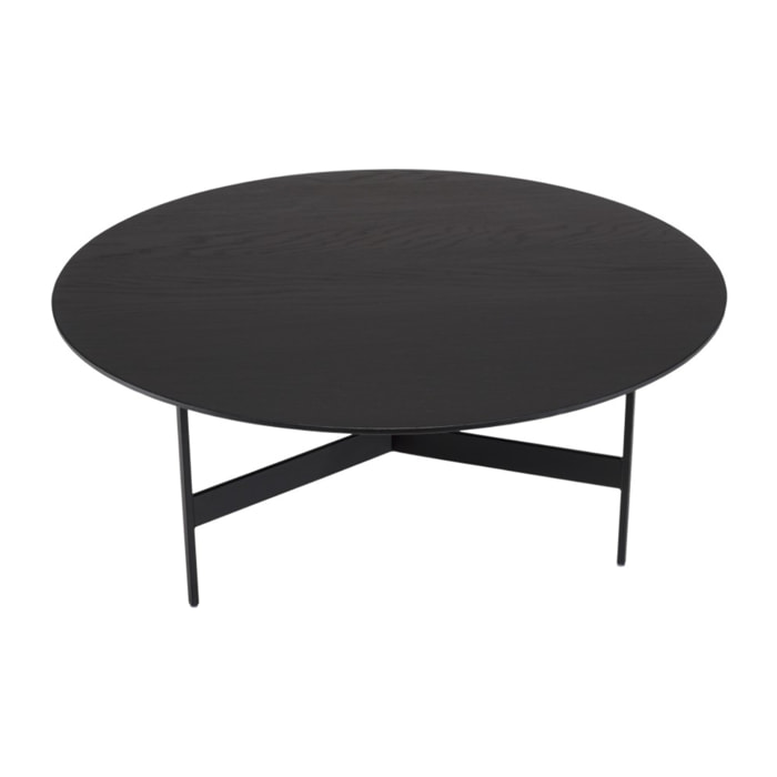 DALY - Table basse ronde noire 78x78cm piètement métal