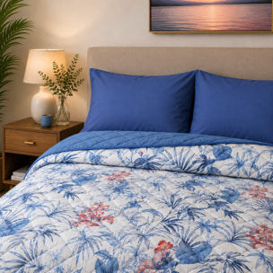 BASSETTI Completo letto in cotone Made in Italy_Singolo_Fiore Blu