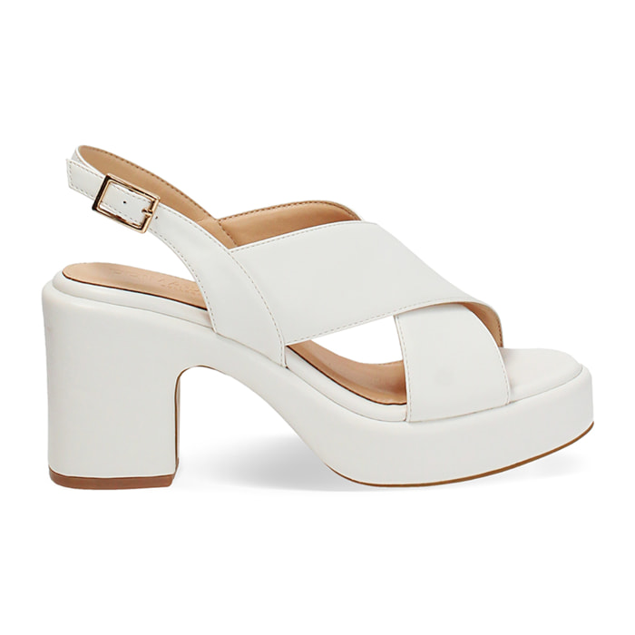 Sandalias blancas tacón 8 cm
