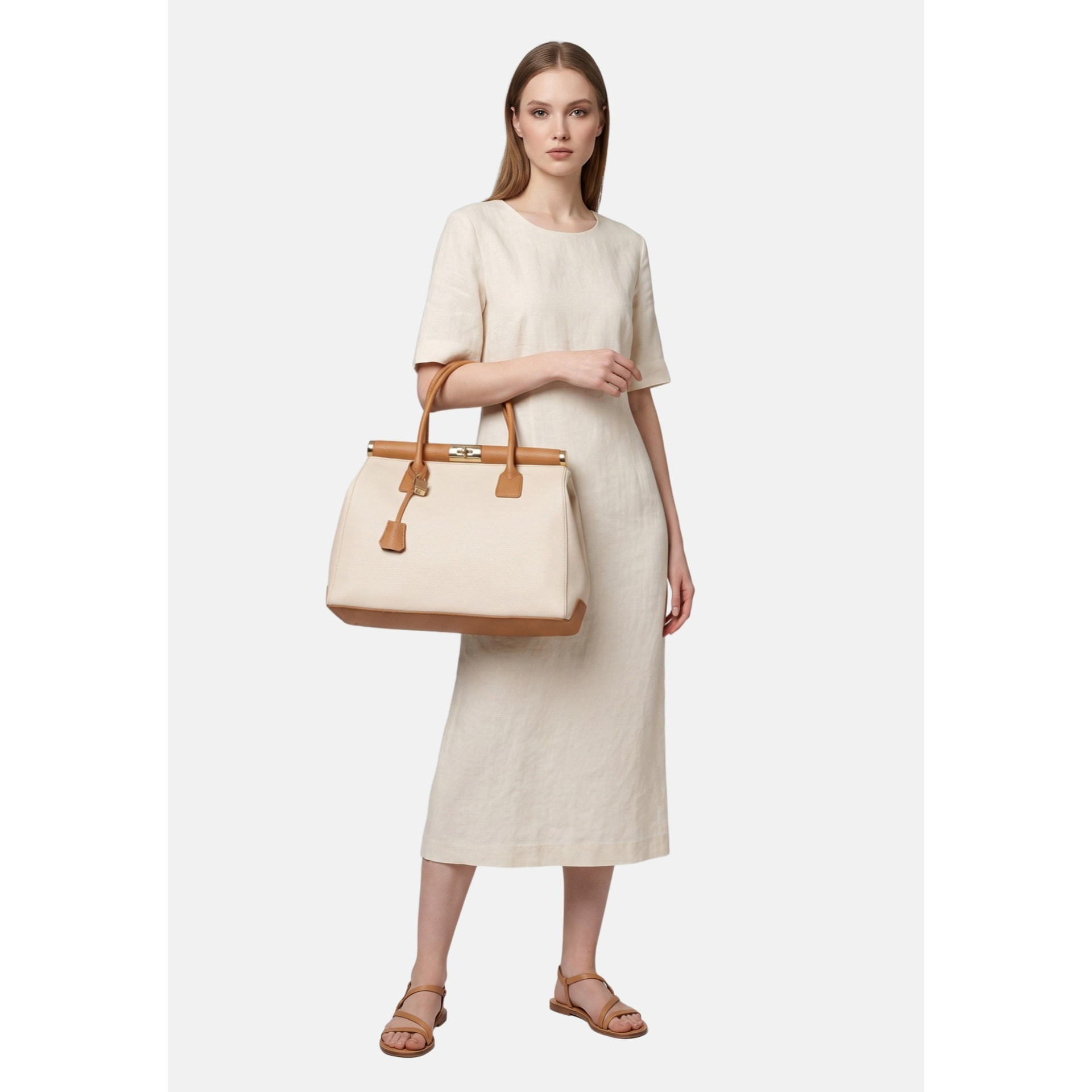 Borsa a mano da donna - Modello Aleria - Vera pelle - 35.0 x 26.0 x 16.0 cm