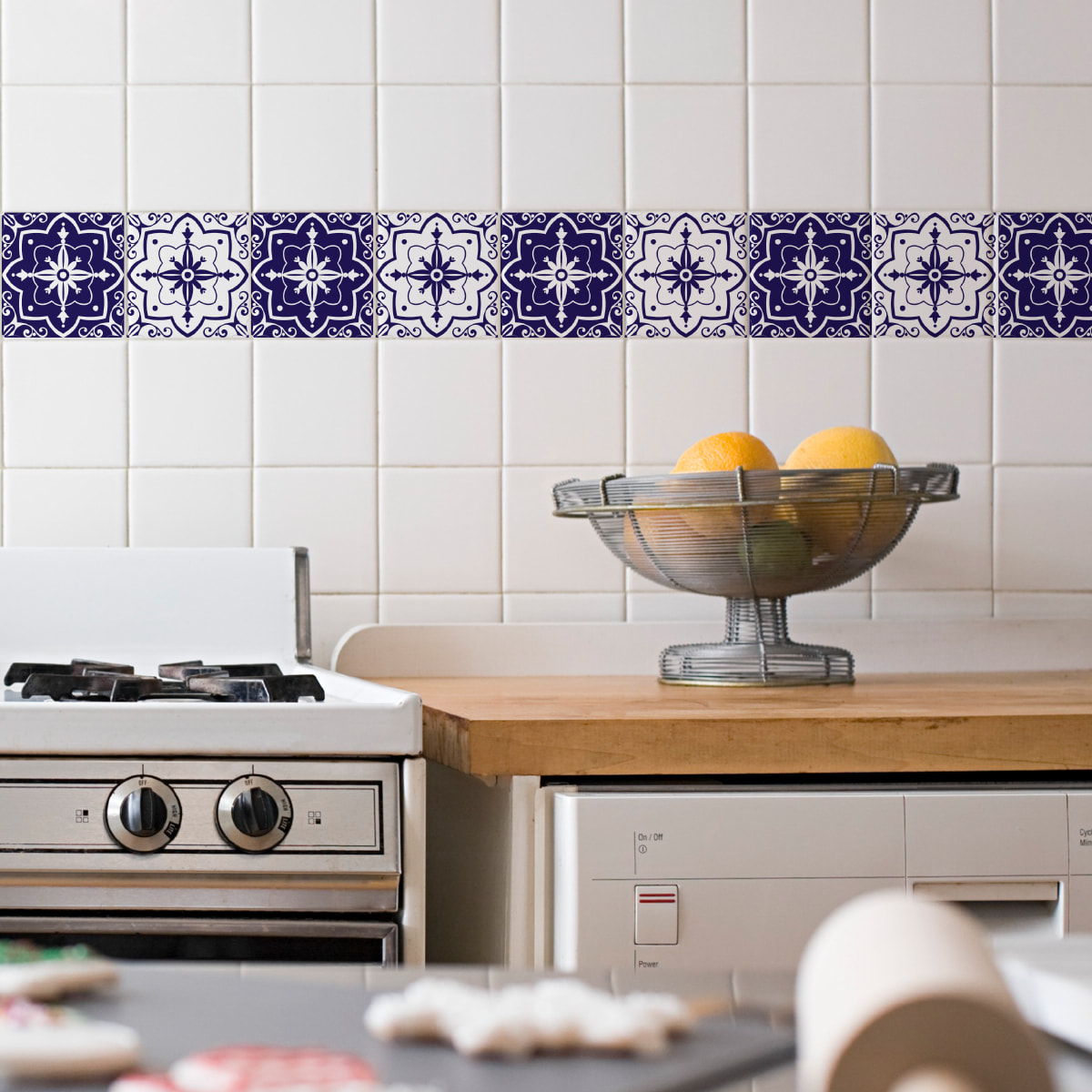 Stickers muraux - Sticker Mural Carrelage adhésif Cuisine Salle de Bain - 9 STICKERS CARRELAGES AZULEJOS CARLOTA