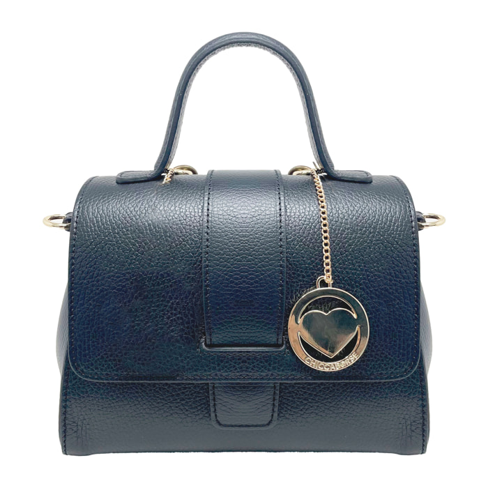 Chicca Borse - Borsa a Mano Donna in Vera Pelle - Colore Nero