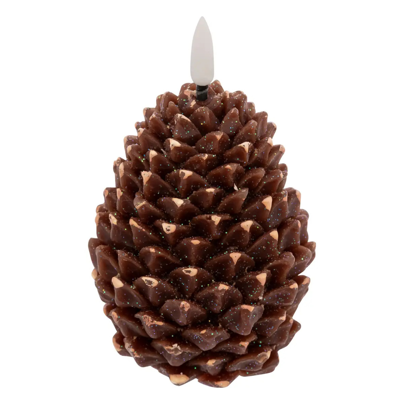 Bougie LED pomme de pin H.13cm marron