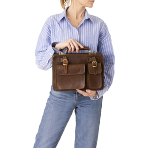 Borsa a mano  unisex In Vera pelle Made in Italy 32x23x10 cm