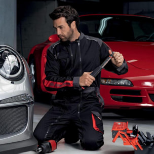 Combinaison de travail double zip FACOM Ship Noir/Gris/Rouge Taille S - FXWW4000E-S