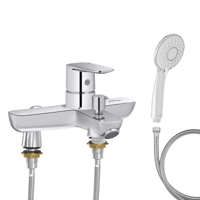 Mitigeur baignoire July+ + pommeau de douche Juliette + flexible de douche métal + colonnettes Idro'Flex