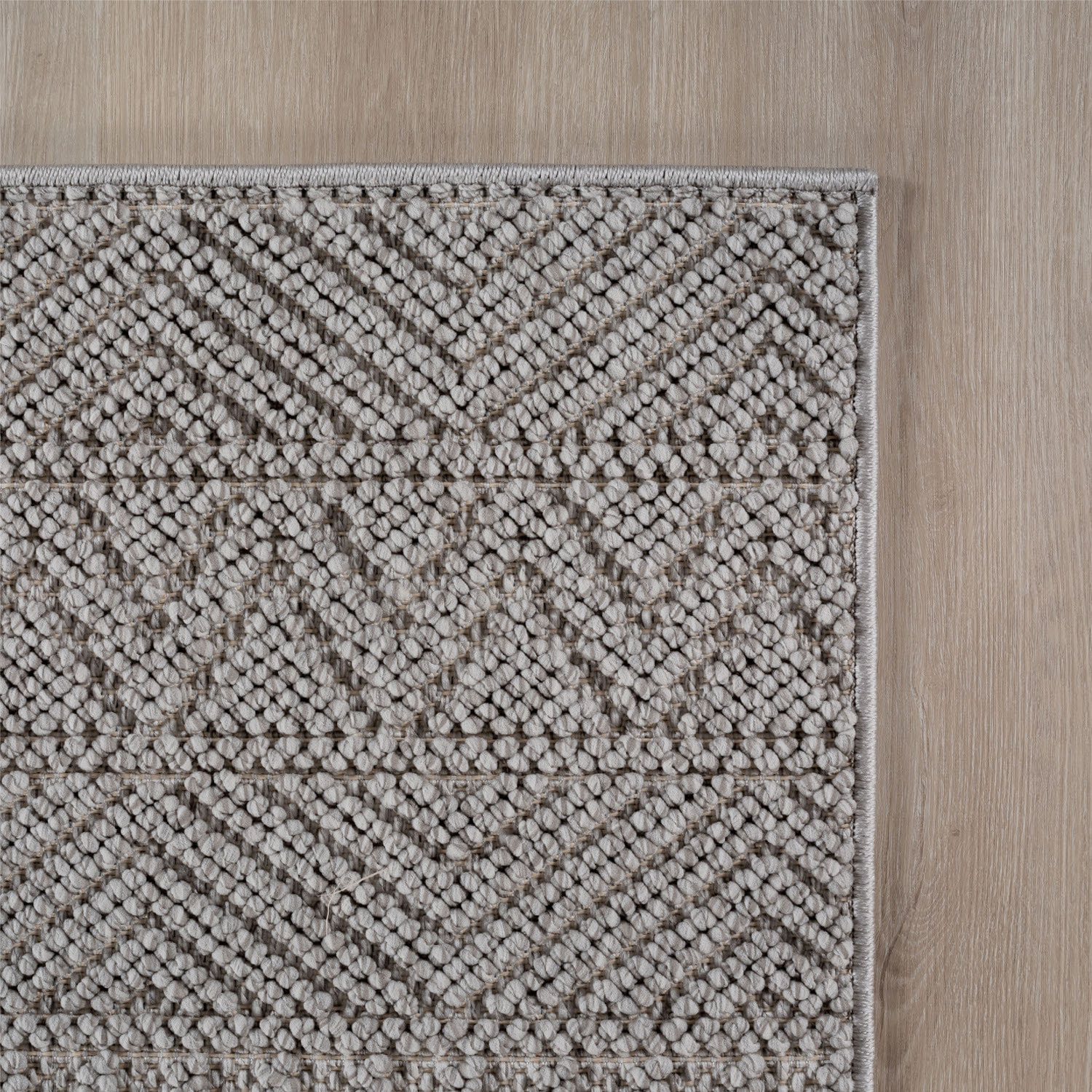 HELIX - Tapis moderne effet laine bouclé à motif berbère en relief gris