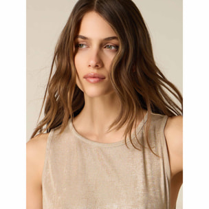 Oltre - Top de punto efecto metalizado - Beige
