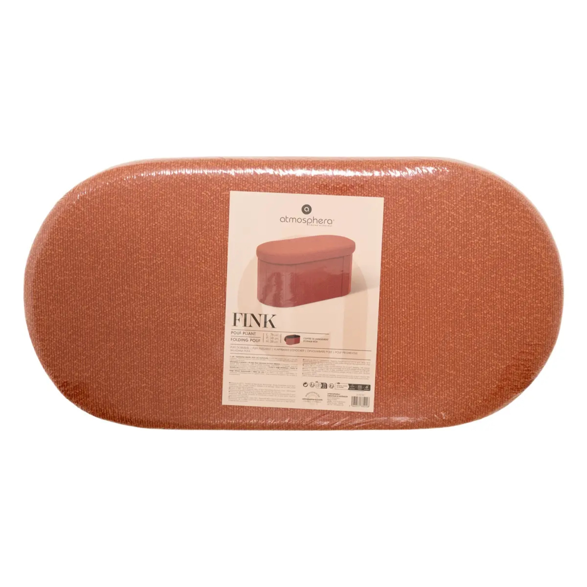Pouf Fink ovale pliable 38x76cm ambre