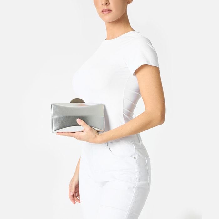 Clutch donna argento in laminato