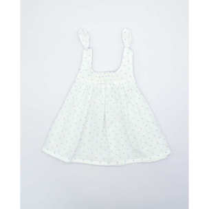 VESTIDO BLANCO PLUMETI AZUL