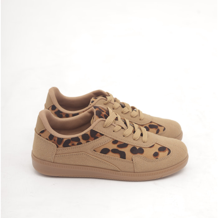 SNEAKERS FLAT ANIMALIER CUOIO