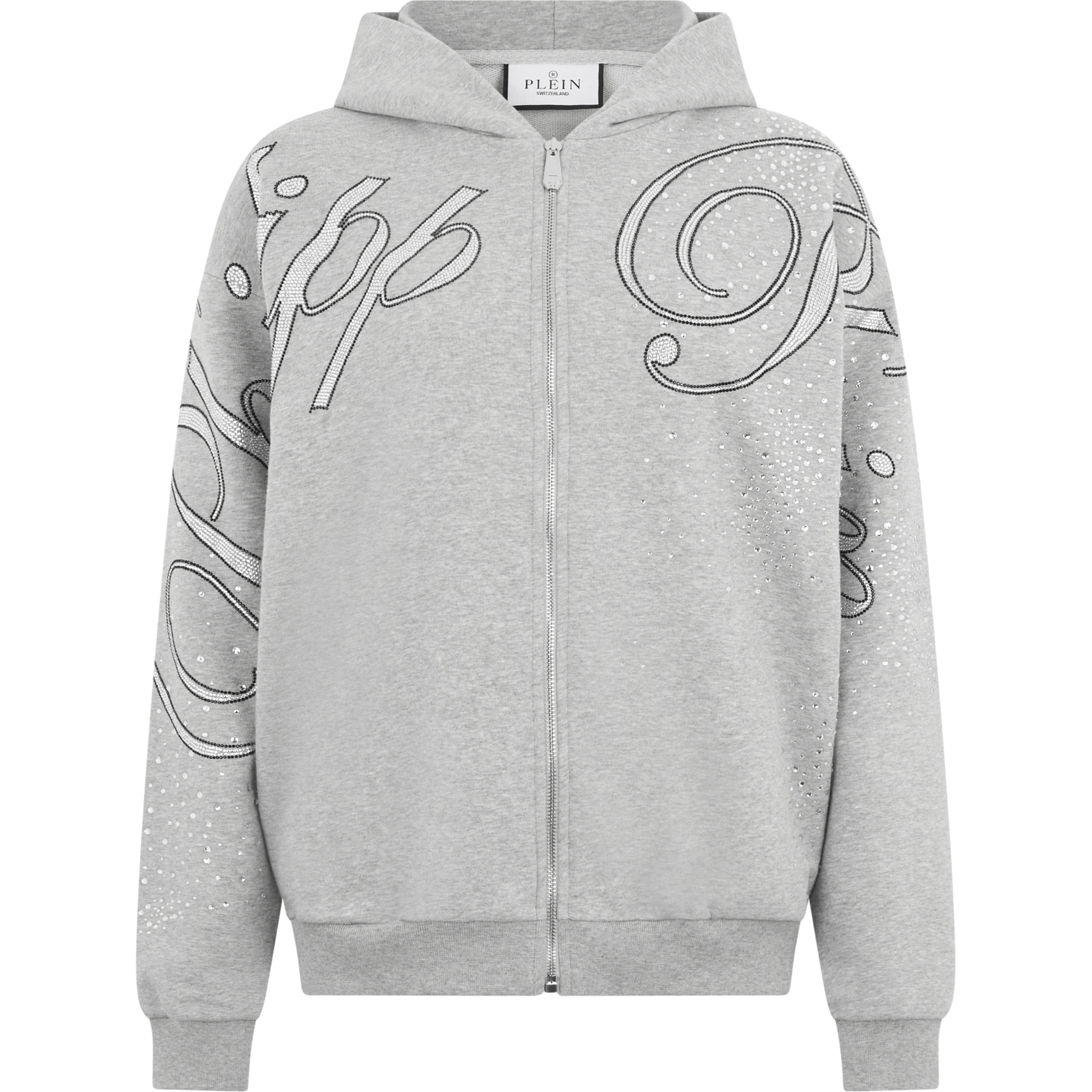 PHILIPP PLEIN Chenille Zip Hoodie Spray Strass