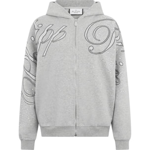 PHILIPP PLEIN Chenille Zip Hoodie Spray Strass