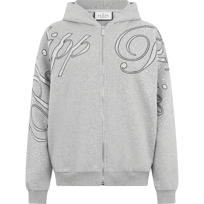 PHILIPP PLEIN Chenille Zip Hoodie Spray Strass