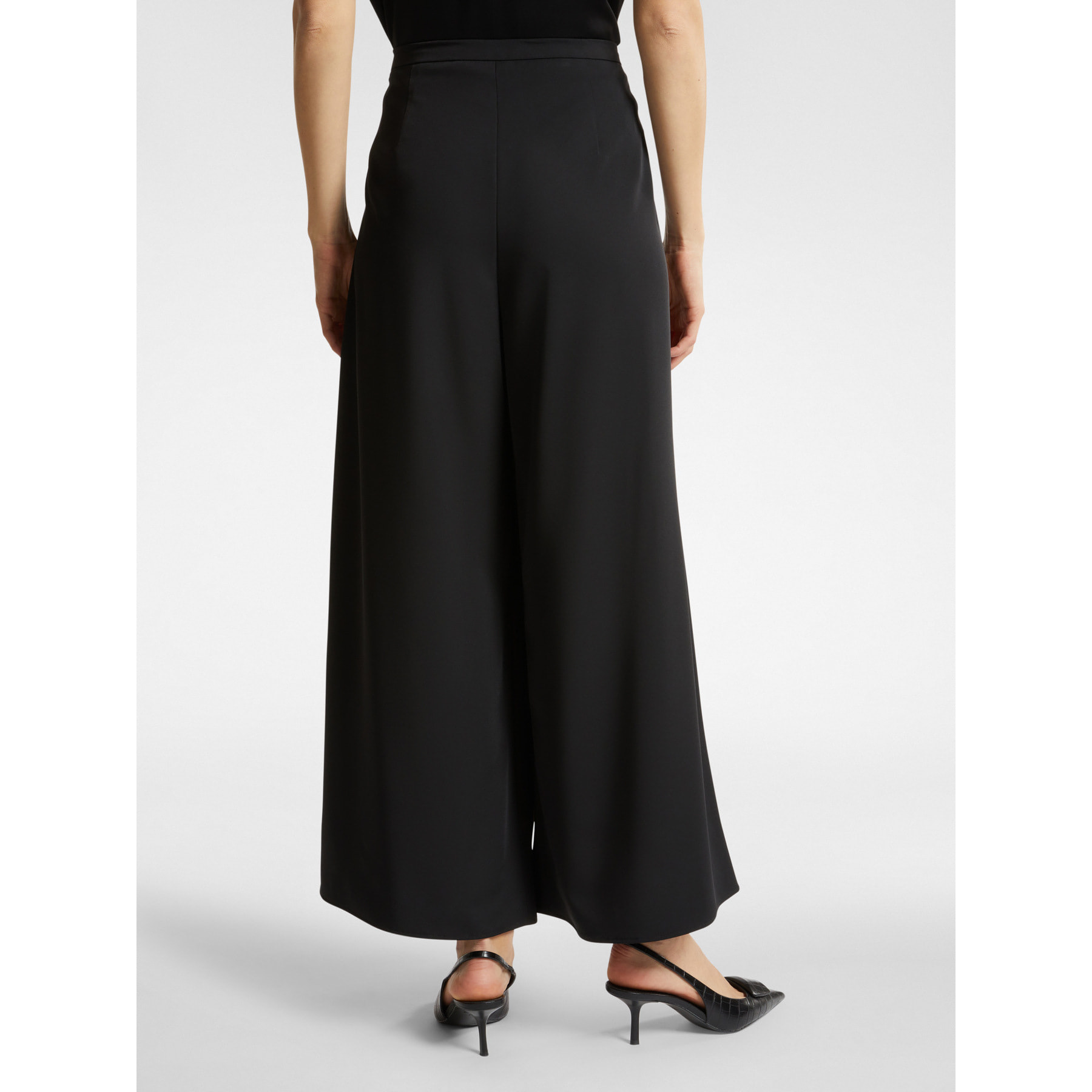Elena Mirò - Pantaloni ampi cropped con pieghe - Nero