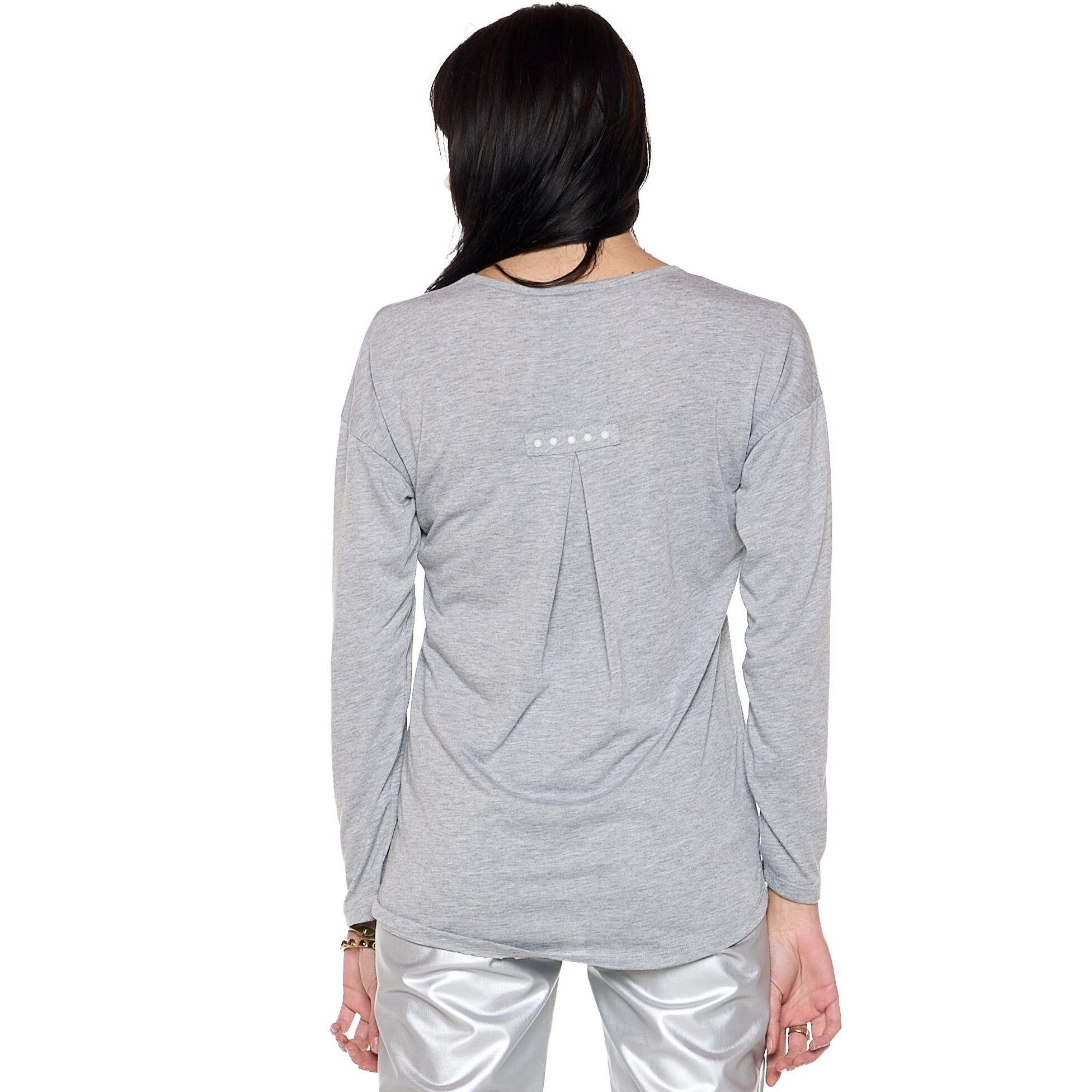 T-shirt da donna a manica lunga con spacco sul retro 'Pearl'