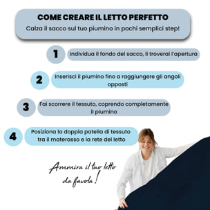 PARURE COPRIPIUMINO NATURAL COLOR MATRIMONIALE - 100% COTONE MADE IN ITALY