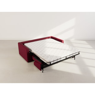 Julia - canapé lit 3 places convertible express couchage quotidien 140 cm matelas 14 cm en tissu - Prune