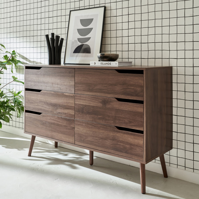 Commode décor bois 6 tiroirs NEPAL
