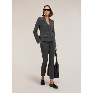 Motivi - Pantaloni slim regular in fantasia gessata - Grigio