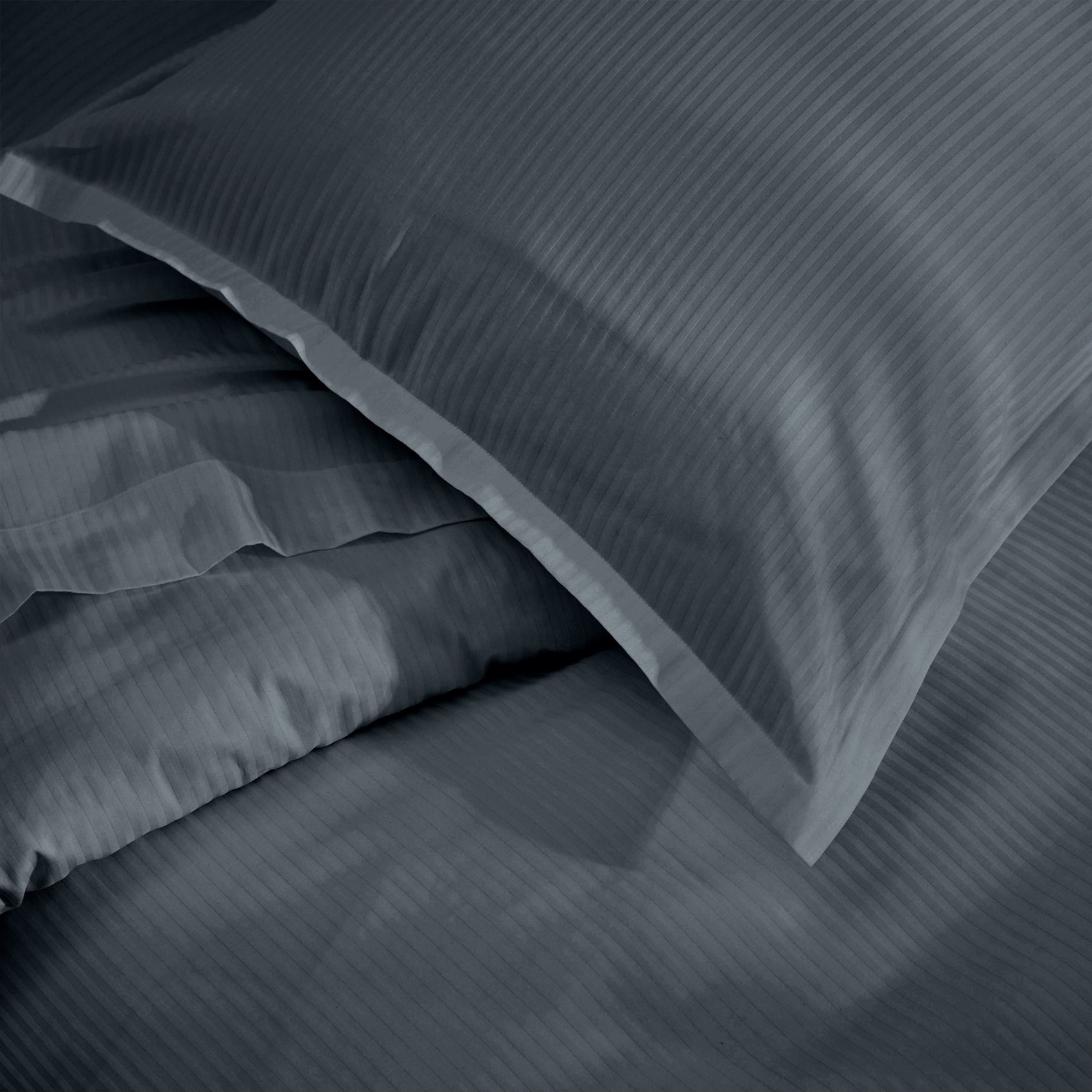 Taie d’oreiller satin de coton rayures ton sur ton - Gris