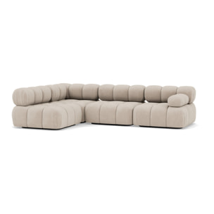Ruby - canapé modulable d'angle gauche 5 places en velours texturé - Beige