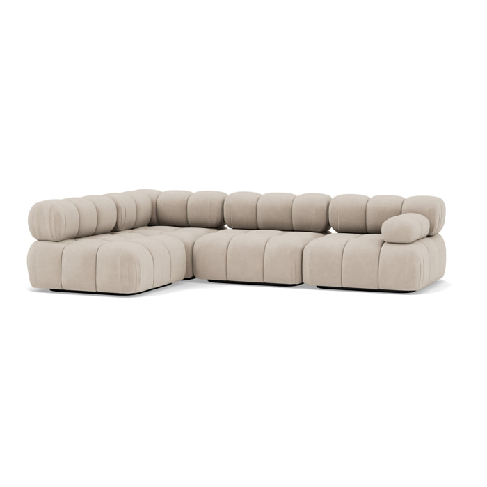 Ruby - canapé modulable d'angle gauche 5 places en velours texturé - Beige