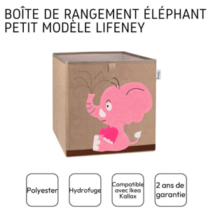 Boîte de rangement en tissu pour enfant "éléphant rose", compatible Ikea Kallax Lifeney