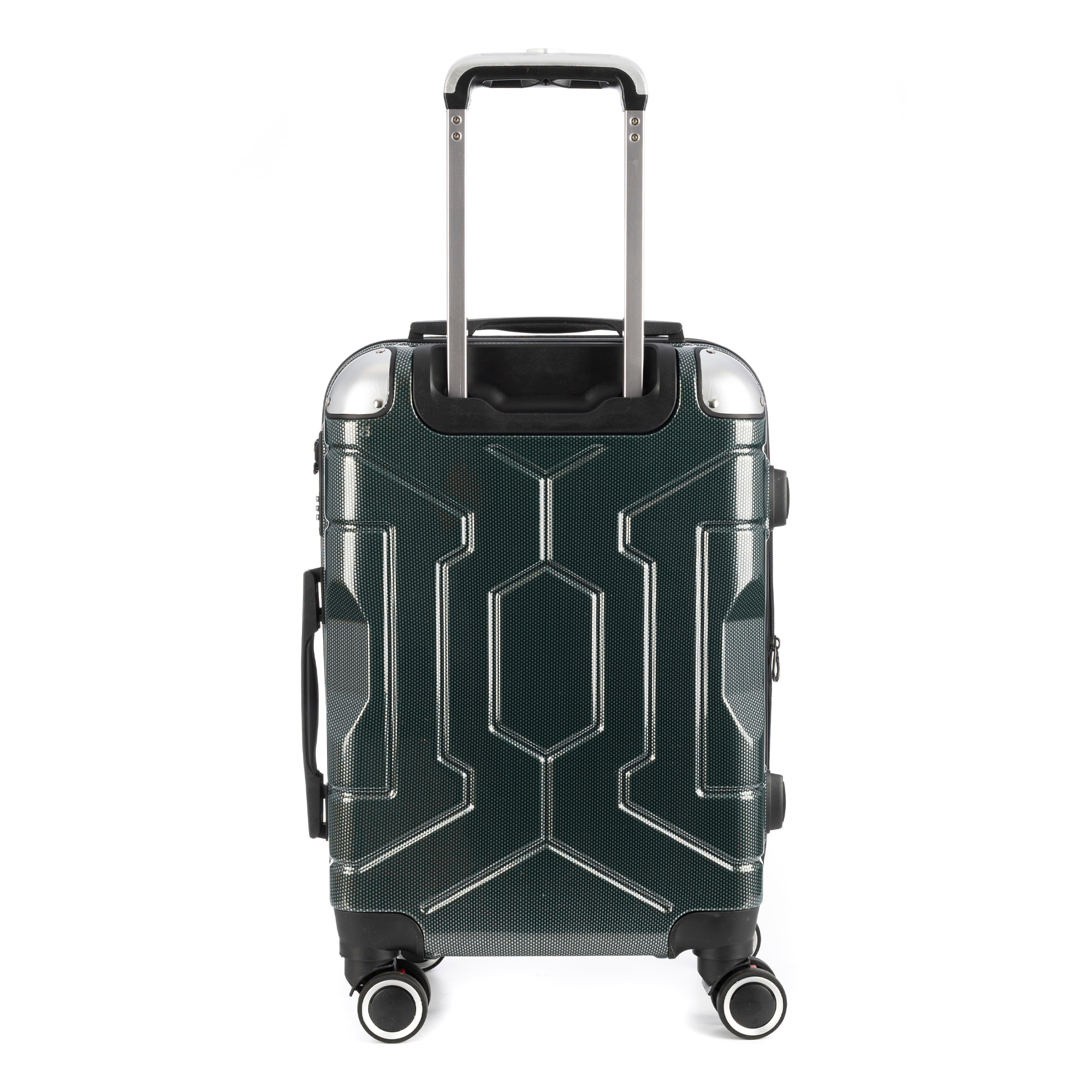 DAM Valigia da cabina Trolley estensibile in materiale leggero ABS+PC ad alta resistenza con angoli rinforzati. Serratura numerica TSA, 4 ruote doppie estraibili e girevoli a 360°. 37x24x56 Cm. Colore: Verde